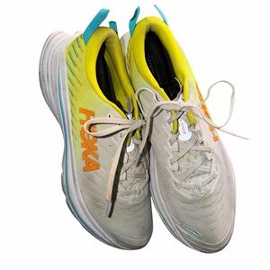 Hoka White and Neon Yellow Athletic Shoes bondi X men’s 10.5